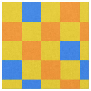 Oranges Gelbes Blaues Karomuster-Design Stoff
