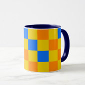 Oranges Gelbes Blaues Karomuster-Design  Tasse (VorderseiteRechts)