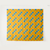 Oranges Gelbes Blaues Karomuster-Design Wandteppich (Vorderseite (Horizontal))