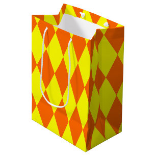 Oranges Gelbes Harlekin-Karuomuster Mittlere Geschenktüte
