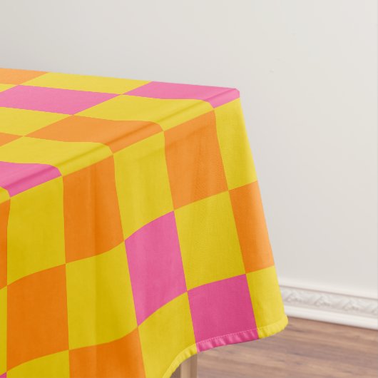 Oranges Gelbes Rosa Kariertes Musterdesign Tischdecke (Beispiel)