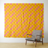 Oranges Gelbes Rosa Kariertes Musterdesign  Wandteppich (Beispiel (Horizontal))