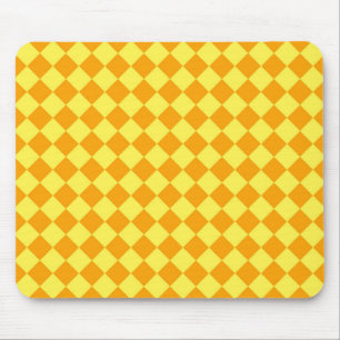 Oranges Gelbes Schachbrett-Diamantmuster Mousepad