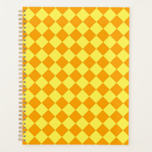 Oranges Gelbes Schachbrett-Diamantmuster  Planer