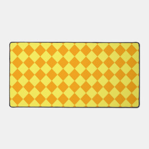 Oranges Gelbes Schachbrett-Diamantmuster  Schreibtischunterlage