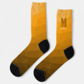 Oranges geometrisches Maschenmuster Monogramm Socken (Linkes Detail)