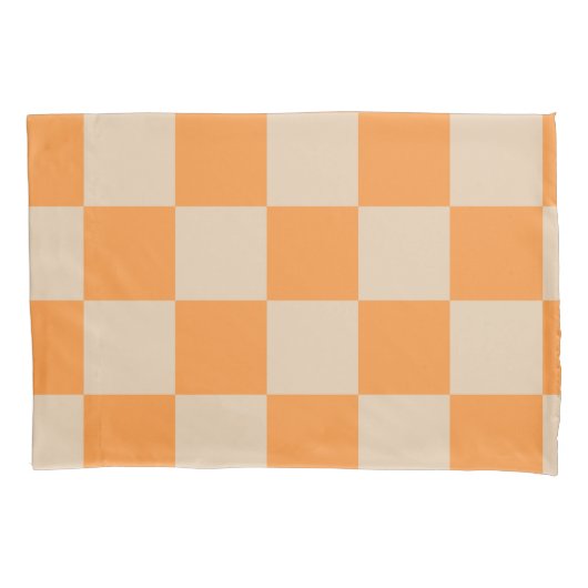 Oranges Gingham-Karomuster Kissenbezug (Vorderseite)