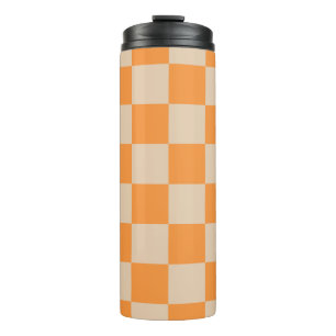 Oranges Gingham-Karomuster Thermosbecher