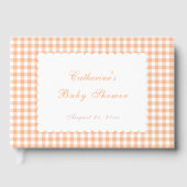 Oranges Gingham-Klassiker Baby Shower Gästebuch (Vorderseite)