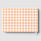 Oranges Gingham-Klassiker Baby Shower Gästebuch (Rückseite)