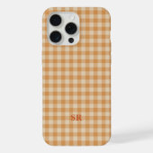 Oranges Gingham-Monogramm zukünftige Mrs-Ehefrau-I iPhone Hülle (Rückseite)