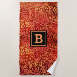 Oranges Goldblatt-Muster Monogramm bold modern Strandtuch