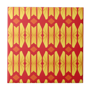 Oranges goldflammen geometrisches Design Fliese
