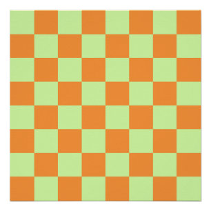 Oranges grünes Zitrus Karo Gingham-Muster Poster