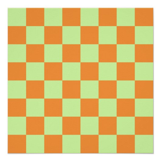 Oranges grünes Zitrus Karo Gingham-Muster Poster (Vorderseite)