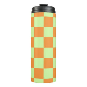 Oranges grünes Zitrus Karo Gingham-Muster Thermosbecher