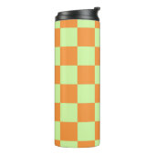 Oranges grünes Zitrus Karo Gingham-Muster Thermosbecher (Nach links gedreht)