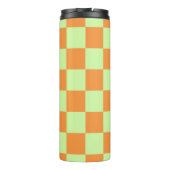 Oranges grünes Zitrus Karo Gingham-Muster Thermosbecher (Rückseite)