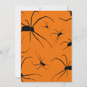 Oranges Halloween-Spinnenmuster, schwarze Spinne Feiertagskarte
