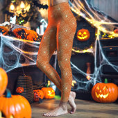 Oranges Halloween-Spinnennetz-Muster Leggings