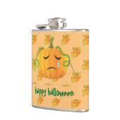 Oranges Halloween-Trauriger-Kürbis-Nahtloses-Muste Flachmann (Links)