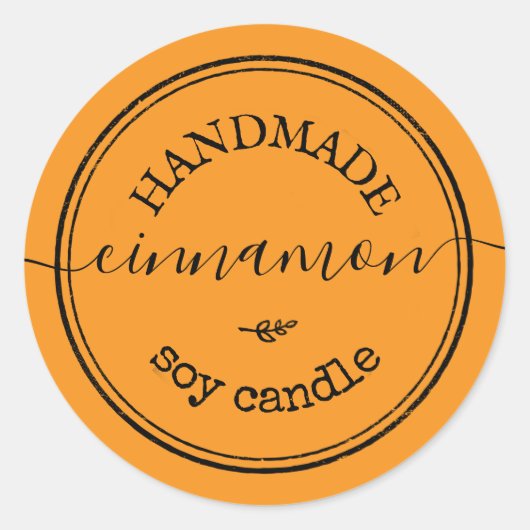 Oranges Handgeschriebenes Skript Schwarze Umrandun Runder Aufkleber (Vorderseite)