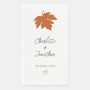 Oranges Herbst-Ahornblatt Hochzeit Serviette
