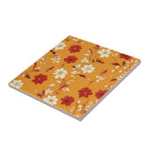 Oranges Herbst-Boho-Vintage-Blumenmuster Fliese (Seite)