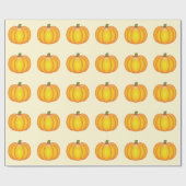 Oranges Herbst-Kürbismuster Geschenkpapier (Flach)