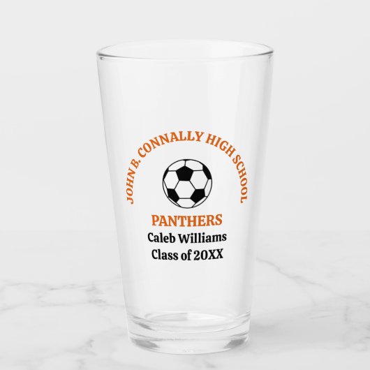 Oranges High-School-Fußballteam Personalisiert Glas (Vorderseite)