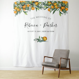 Oranges Hochzeitshintergrund Fotobox Wandteppich