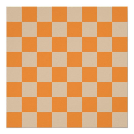 Oranges Karo-Gingham-Muster Poster (Vorderseite)