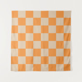 Oranges Karo-Gingham-Muster Wandteppich (Vorderseite (Horizontal))