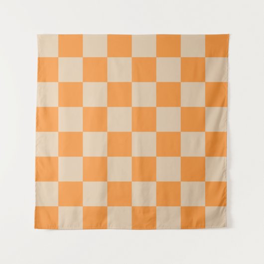 Oranges Karo-Gingham-Muster Wandteppich (Vorderseite)