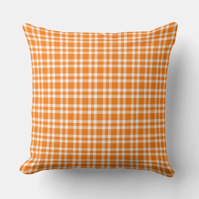 Oranges Karo-Muster Kissen (Vorderseite)