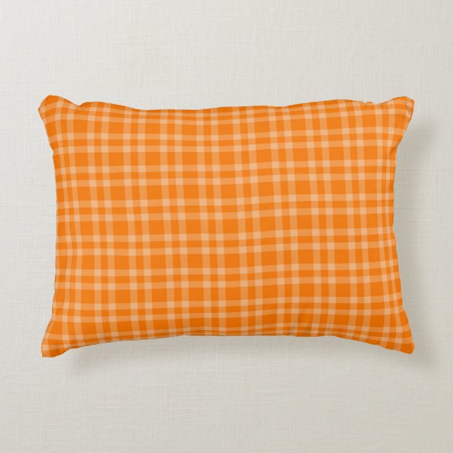 Oranges Karomuster Dekokissen (Vorderseite)