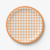 Oranges Karomuster-Picknick-Design Pappteller (Vorderseite)