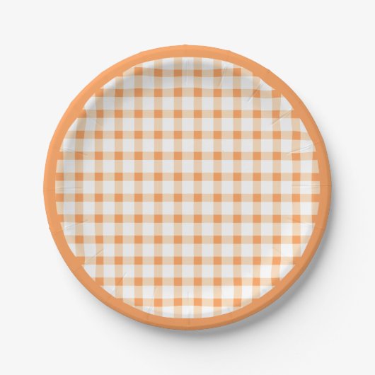 Oranges Karomuster-Picknick-Design Pappteller (Vorderseite)