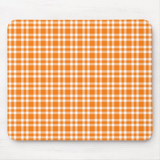 Oranges Karomuster Weiß Mousepad (Vorne)