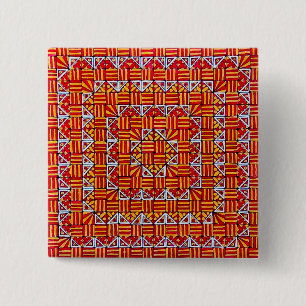 Oranges Karoquadrat-Musterdesign Button