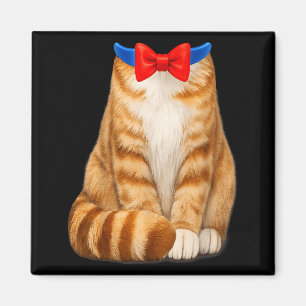 Oranges Katzenkostüm Tabby Fliege Süß Lustig Haust Magnet