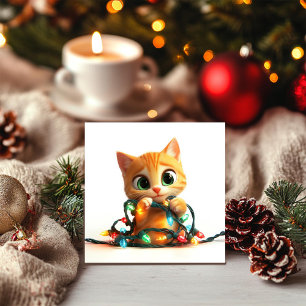Oranges Kitten erhellt die Feiertage Feiertagskarte