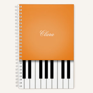 Oranges Klavier Musik Tastatur Personalisiert Notizblock