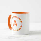 Oranges Kreismuster mit Rundbuchstabenalphabet Tasse (Vorderseite Links)