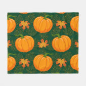 Oranges Kürbis Herbstlaub Muster Fleecedecke (Vorderseite (Horizontal))