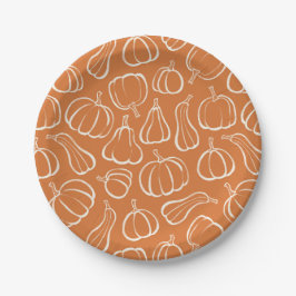 Oranges Kürbismuster Herbst Herbstparty Halloween- Pappteller