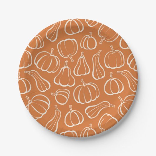 Oranges Kürbismuster Herbst Herbstparty Halloween- Pappteller (Vorderseite)
