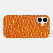 Oranges Ledereffekt-Muster iPhone 16 Hülle (Rückseite (Horizontal))