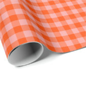 Oranges Licht Rosa Gingham Helle Fröhliche Kontrol Geschenkpapier (Rolleneckpunkt)