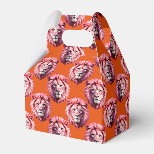 Oranges Löwenkopf-Tiermuster-Design Geschenkschachtel (Vorderseite)
